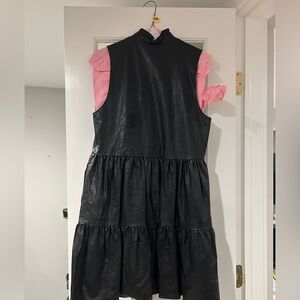 Amanda Uprichard Black Leather Midi Dress